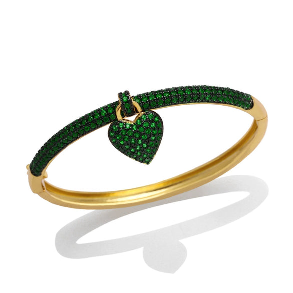 Luxury Elegant Heartshaped Copper Pendant Bracelet With Zircon Inlay