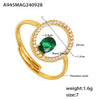 Luxury Geometric Line Opening Adjustable Titanium Steel Gold Plated Hand Inlaid Zircon Women's Ring