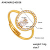 Luxury Geometric Line Opening Adjustable Titanium Steel Gold Plated Hand Inlaid Zircon Women's Ring