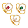 Luxury Geometric Line Opening Adjustable 316L Stainless Steel Gold Plated Handinlaid Zircon Fashion Ring