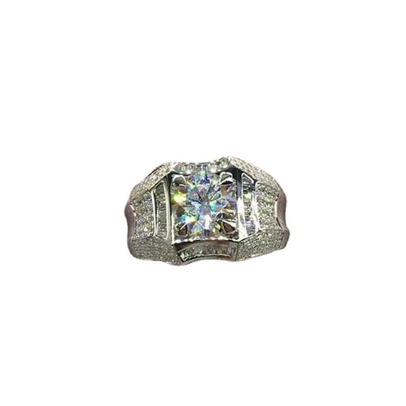 Luxury Geometric Metal Men's Ring With Micro Inlay Electroplated Fashion Jewelry