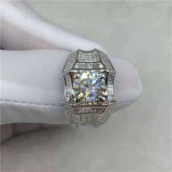 Luxury Geometric Metal Men's Ring With Micro Inlay Electroplated Fashion Jewelry