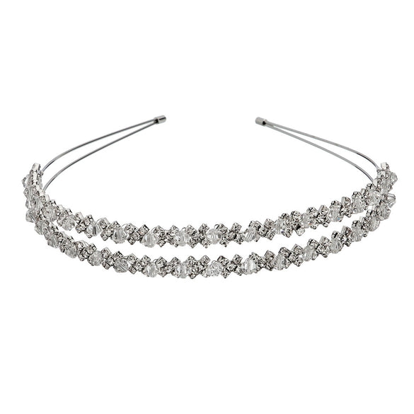 Luxury Handmade Crystal Rhinestone Double Layer Wedding Headband Simple Bridal Hair Accessory For Women