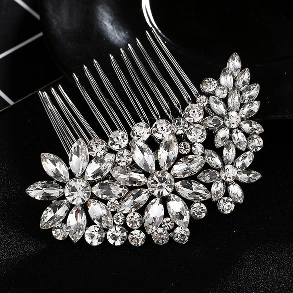 Luxury Handmade Rhinestone Bridal Hair Comb Alloy Wedding Hair Accessory Elegant Women's Photo Headdress Jewelry