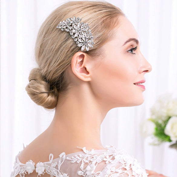 Luxury Handmade Rhinestone Bridal Hair Comb Alloy Wedding Hair Accessory Elegant Women's Photo Headdress Jewelry