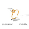 Luxury Heartshaped Diamondencrusted Stainless Steel Women's Open Ring With Electroplating