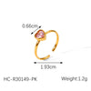 Luxury Heartshaped Diamondencrusted Stainless Steel Women's Open Ring With Electroplating