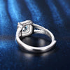 Luxury High End Women's Engagement Ring With Mosan Diamond Silver Plated Geometric Design