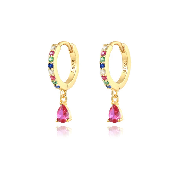 Luxury High Grade Hot Selling Women's Colorful Water Drop Earrings In Geometric Pattern Copper Material With Zircon Inlaid