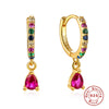 Luxury High Grade Hot Selling Women's Colorful Water Drop Earrings In Geometric Pattern Copper Material With Zircon Inlaid