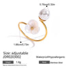 Luxury Highend Ins Style Adjustable Pearl Coil Simple Flower Open Ring
