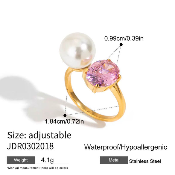 Luxury Highend Ins Style Adjustable Pearl Coil Simple Flower Open Ring