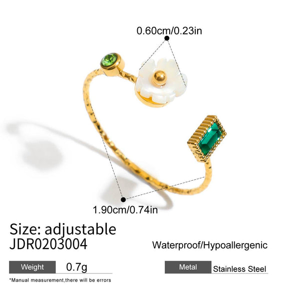 Luxury Highend Ins Style Adjustable Pearl Coil Simple Flower Open Ring