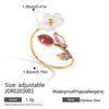 Luxury Highend Ins Style Adjustable Pearl Coil Simple Flower Open Ring