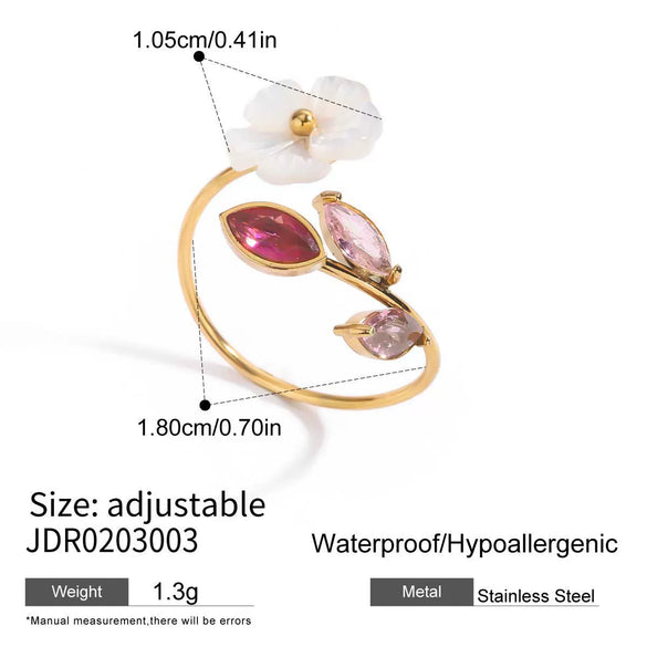 Luxury Highend Ins Style Adjustable Pearl Coil Simple Flower Open Ring