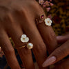 Luxury Highend Ins Style Adjustable Pearl Coil Simple Flower Open Ring