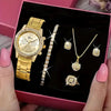 Luxury Ladies Quartz Bracelet Watch With Alloy Case And Stainless Steel Clasp Round Dial Fashion Style