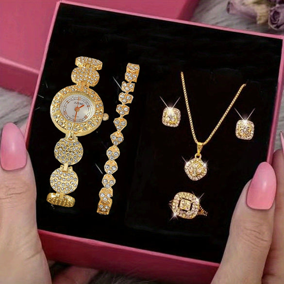 Luxury Ladies Quartz Bracelet Watch With Alloy Case And Stainless Steel Clasp Round Dial Fashion Style