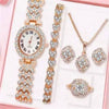 Luxury Ladies Quartz Bracelet Watch With Alloy Case And Stainless Steel Clasp Round Dial Fashion Style