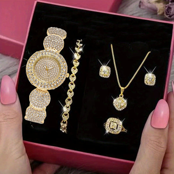 Luxury Ladies Quartz Bracelet Watch With Alloy Case And Stainless Steel Clasp Round Dial Fashion Style