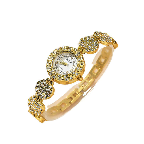 Luxury Ladies Quartz Bracelet Watch With Alloy Case And Stainless Steel Clasp Round Dial Fashion Style