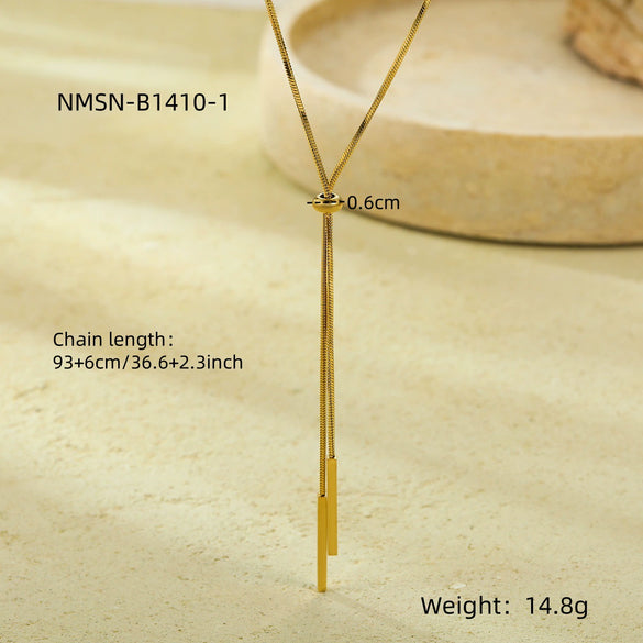 Luxury Long Drawable Snake Bone Chain Necklace Stainless Steel Electroplated Women's Jewelry