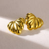 Luxury Metallic Geometric Texture Titanium Steel Earrings With Electroplating Heart And Bow Tie Patterns