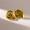 Luxury Metallic Geometric Texture Titanium Steel Earrings With Electroplating Heart And Bow Tie Patterns