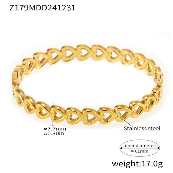Luxury Minimalist Ring And Bracelet Combination Titanium Steel 18K Gold Plated Geometric Diamondencrusted Zircon Bracelet