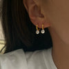 Luxury Niche Ins Style Minimalist Geometric Titanium Steel Stainless Steel Diamond Small Zircon Pendant Earrings 18K Real Gold Electroplated