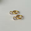 Luxury Niche Ins Style Minimalist Geometric Titanium Steel Stainless Steel Diamond Small Zircon Pendant Earrings 18K Real Gold Electroplated