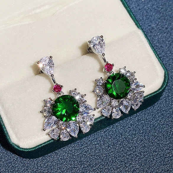 Luxury Palace Style Female Earrings Inlaid With Zircon Copper Material