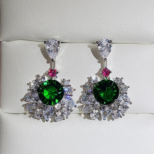 Luxury Palace Style Female Earrings Inlaid With Zircon Copper Material