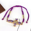Luxury Retro Color Zircon Women's Gold Plated Adjustable Cotton Rope Bracelet Jewelry