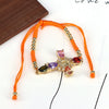 Luxury Retro Color Zircon Women's Gold Plated Adjustable Cotton Rope Bracelet Jewelry