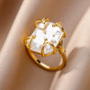 Luxury Retro Goldplated Heart Emerald Ring With Diamonds Copper Synthetic Zircon Geometric Style For Women