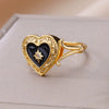 Luxury Retro Goldplated Heart Emerald Ring With Diamonds Copper Synthetic Zircon Geometric Style For Women