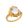 Luxury Retro Goldplated Heart Emerald Ring With Diamonds Copper Synthetic Zircon Geometric Style For Women