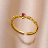 Luxury Retro Goldplated Heart Emerald Ring With Diamonds Copper Synthetic Zircon Geometric Style For Women