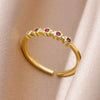Luxury Retro Goldplated Heart Emerald Ring With Diamonds Copper Synthetic Zircon Geometric Style For Women