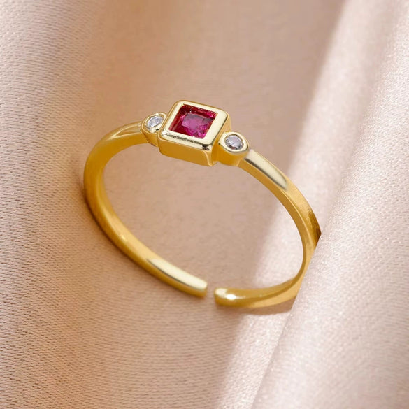 Luxury Retro Goldplated Heart Emerald Ring With Diamonds Copper Synthetic Zircon Geometric Style For Women