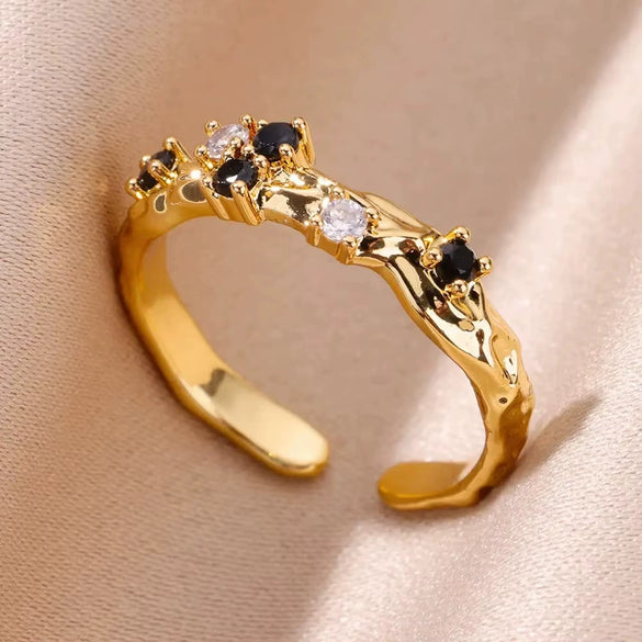 Luxury Retro Goldplated Heart Emerald Ring With Diamonds Copper Synthetic Zircon Geometric Style For Women