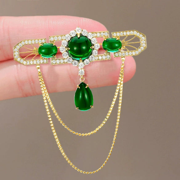 Luxury Retro Women's Alloy Brooch With Tassel And Electroplating Process