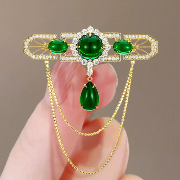 Luxury Retro Women's Alloy Brooch With Tassel And Electroplating Process