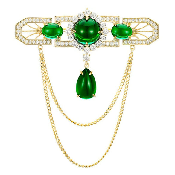 Luxury Retro Women's Alloy Brooch With Tassel And Electroplating Process