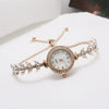 Luxury Rhinestone Adjustable Women's Watch Strap Bracelet Stainless Steel And Alloy Material Round Shape Leisure Style
