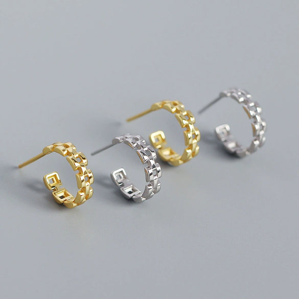 Luxury S925 Silver Geometric Cshaped Earrings For Women With Electroplating