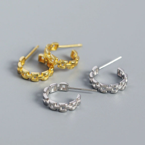 Luxury S925 Silver Geometric Cshaped Earrings For Women With Electroplating
