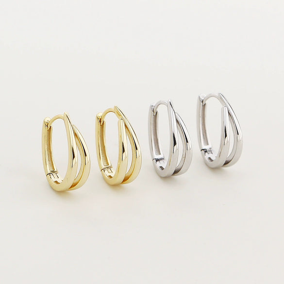 Luxury S925 Silver Ushaped Hoop Earrings Electroplated Unisex