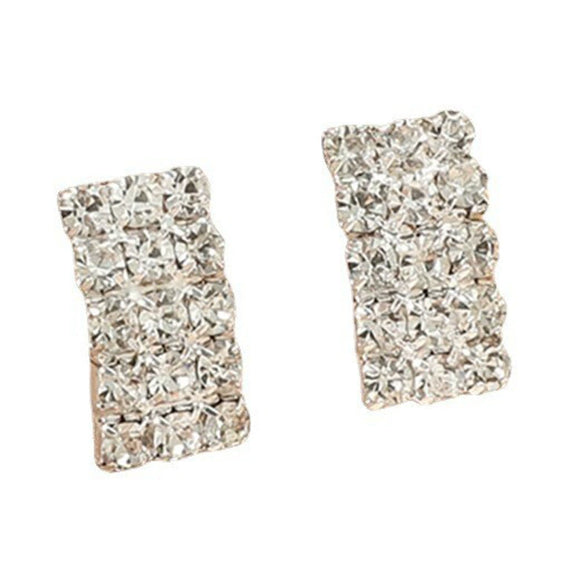 Luxury Shiny Rhinestone Square Earrings For Women Copper Electroplated Claw Set Dangle Earrings